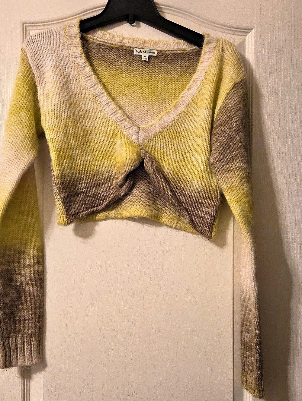 For Love & Lemons Celeste Twist Front Crop Sweater